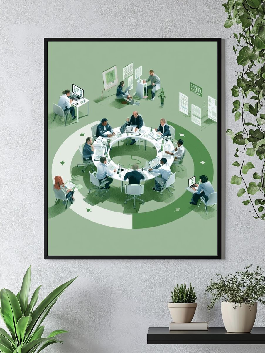 Collaborative Office Meeting Illustration Poster. — room view 4