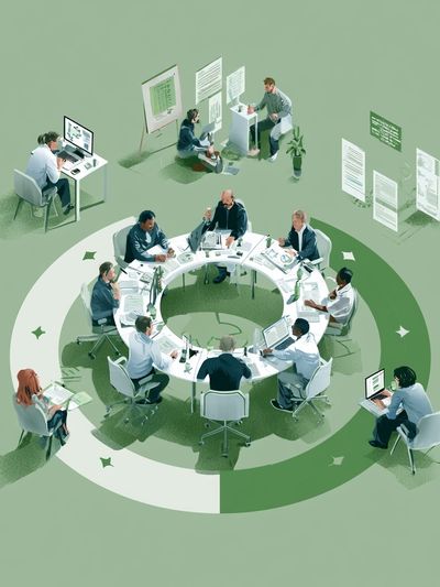 Collaborative Office Meeting Illustration Poster. poster