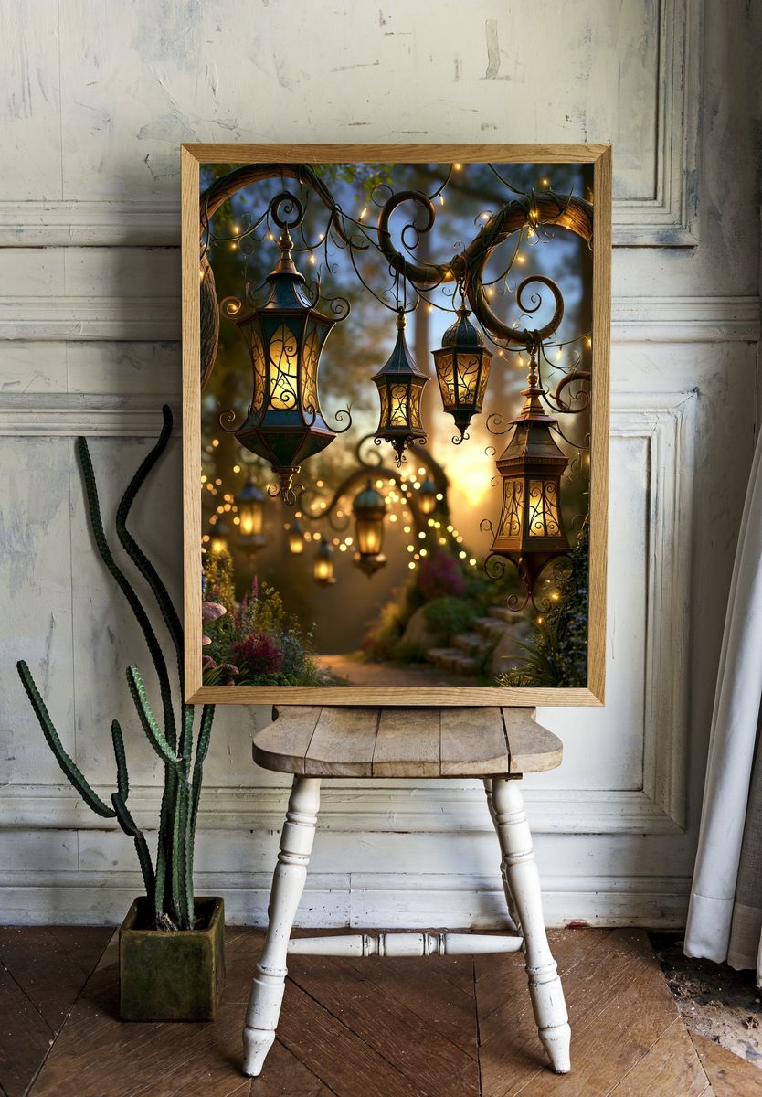 Enchanted Lantern Garden Poster. — room view 1