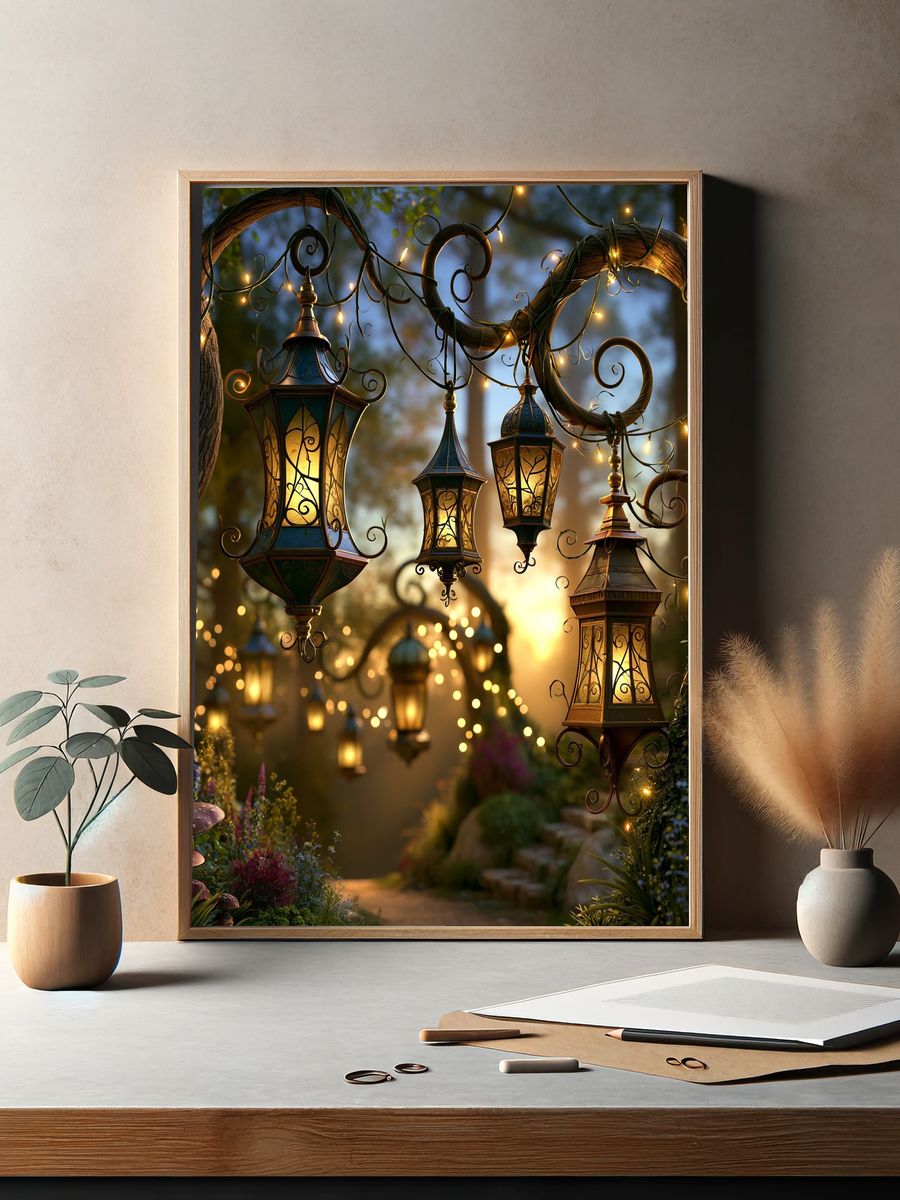 Enchanted Lantern Garden Poster. — room view 2