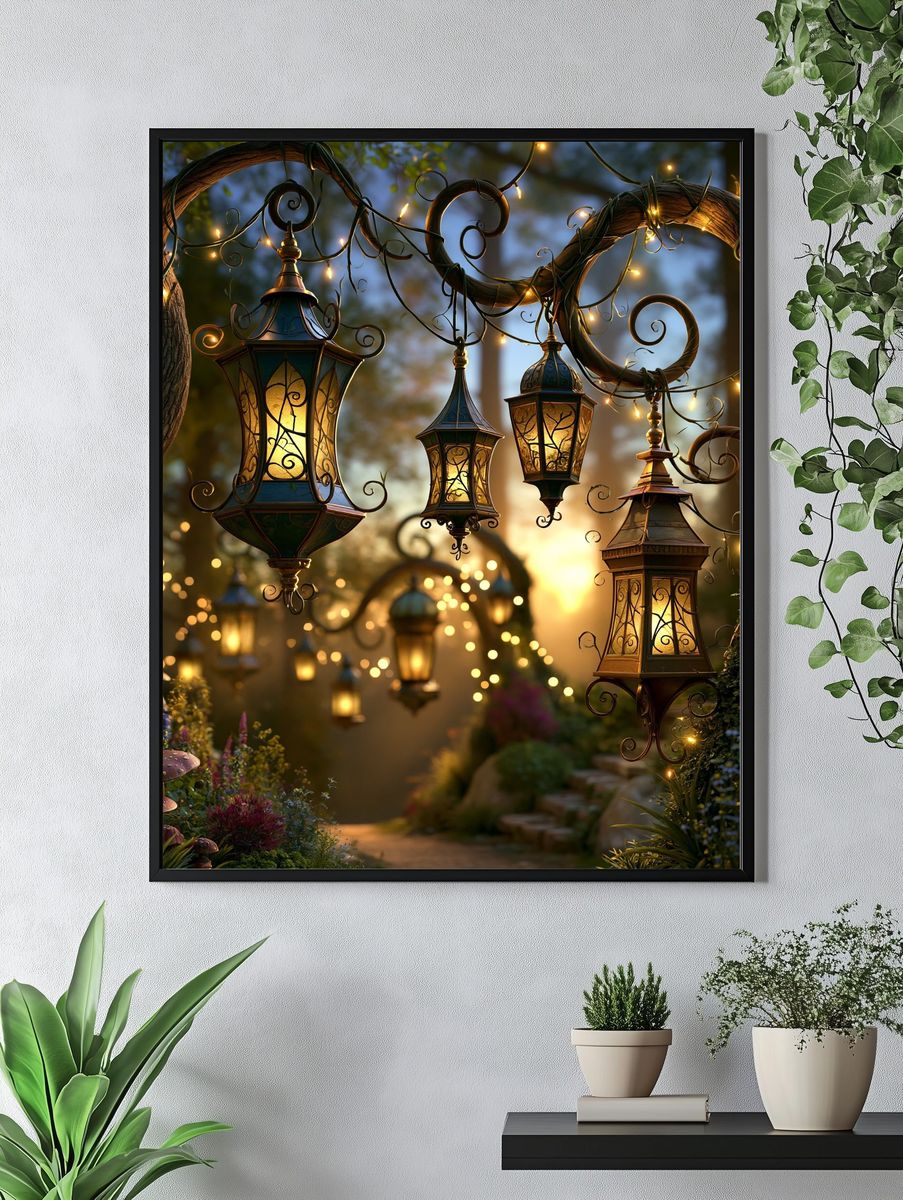 Enchanted Lantern Garden Poster. — room view 4