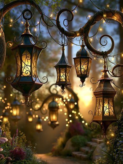 Enchanted Lantern Garden Poster. poster