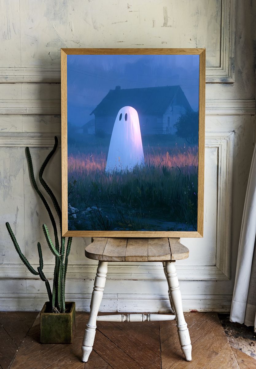 Ghost in the Meadow Illustration Poster. — room view 1