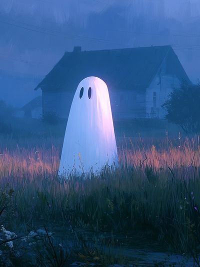 Ghost in the Meadow Illustration Poster. poster print