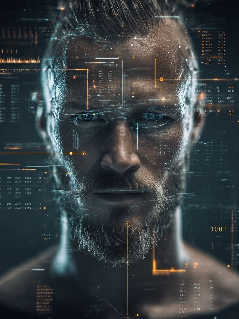 Cybernetic Man Portrait Print. poster — illustration art