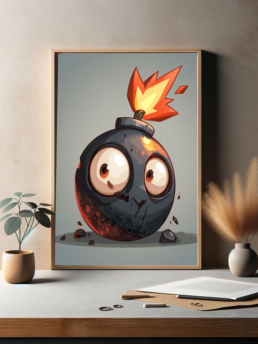 Cartoon Bomb Digital Art Poster. — room view 2