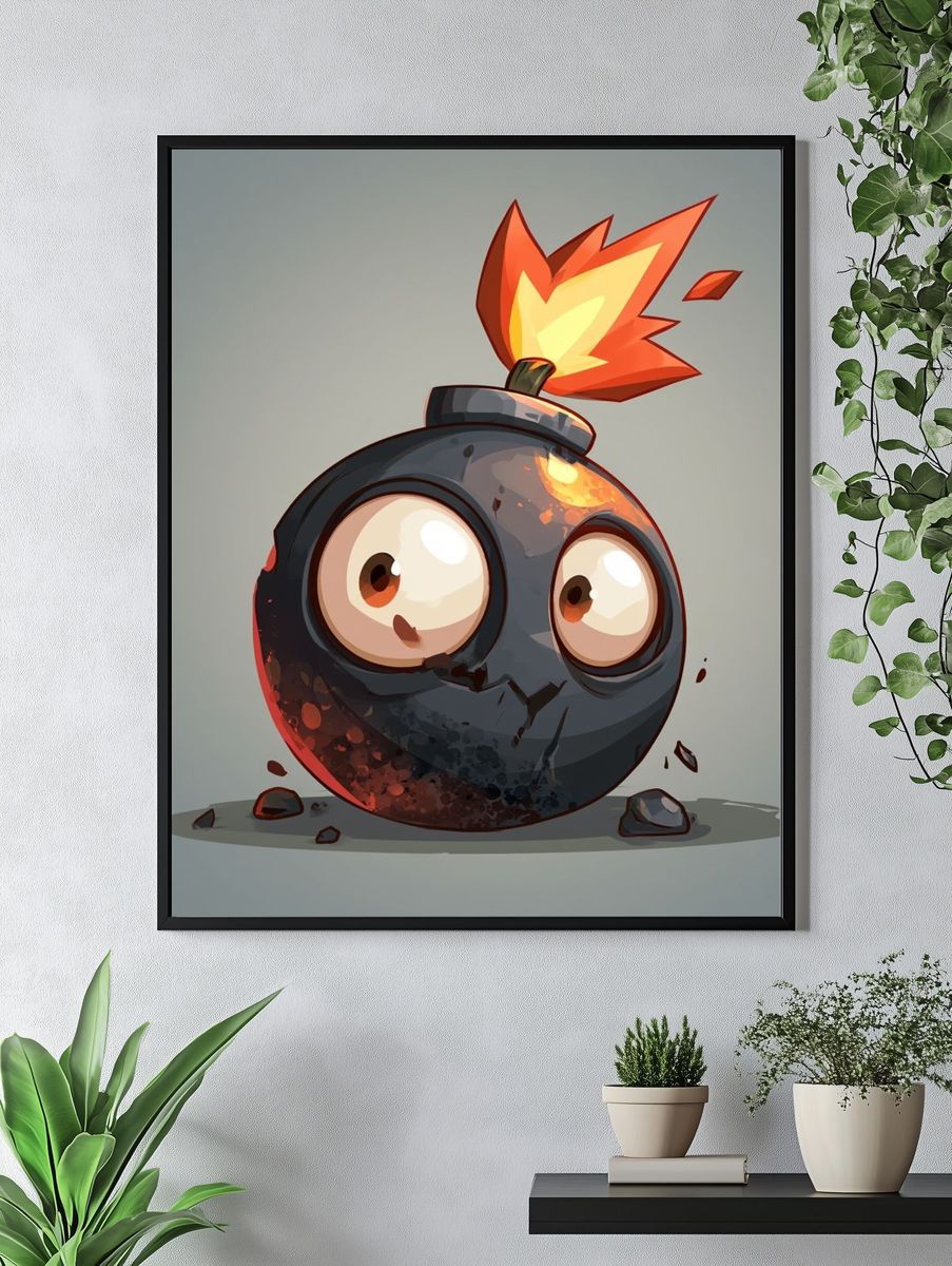 Cartoon Bomb Digital Art Poster. — room view 4