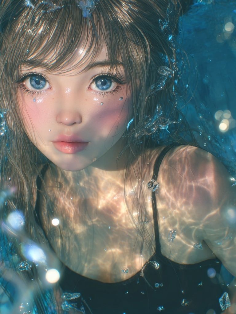 Underwater Portrait Digital Art Print. poster detail