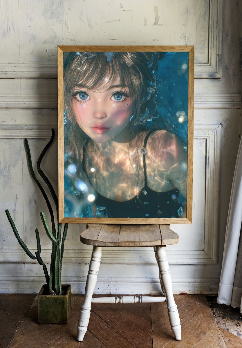 Underwater Portrait Digital Art Print room preview