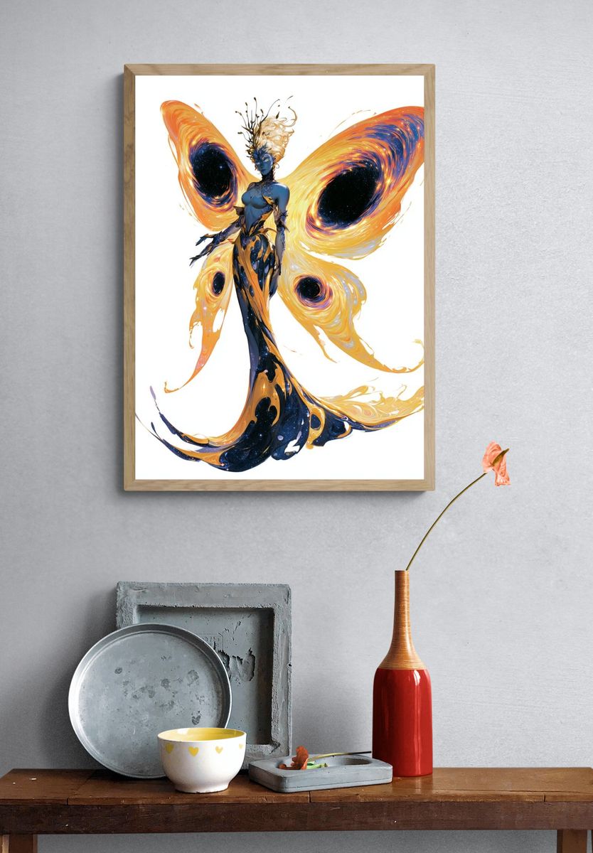 Cosmic Butterfly Woman Illustration Poster. — room view 3