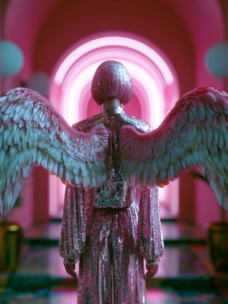 Neon Angel Wings Illustration Poster. poster — illustration art