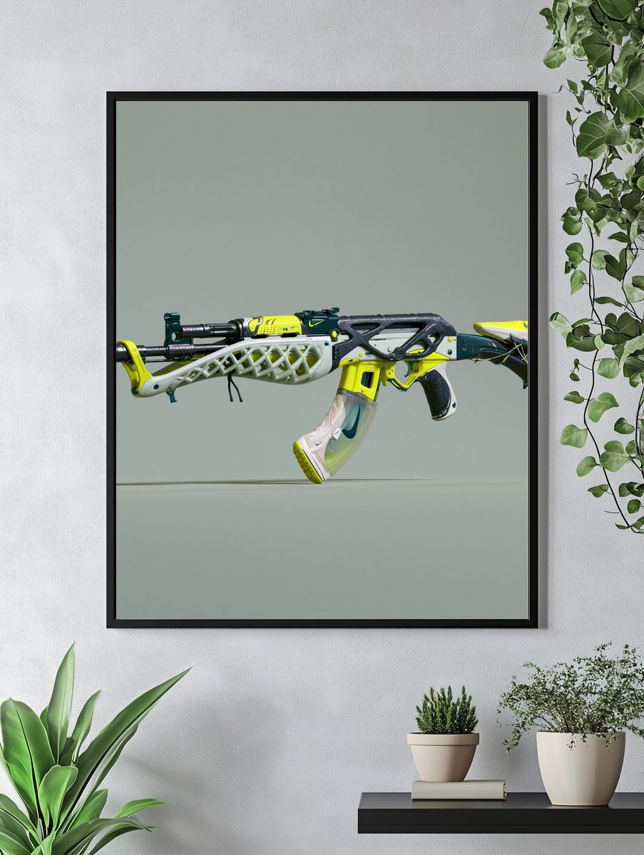 Futuristic Sneaker Rifle Illustration Print. — room view 4