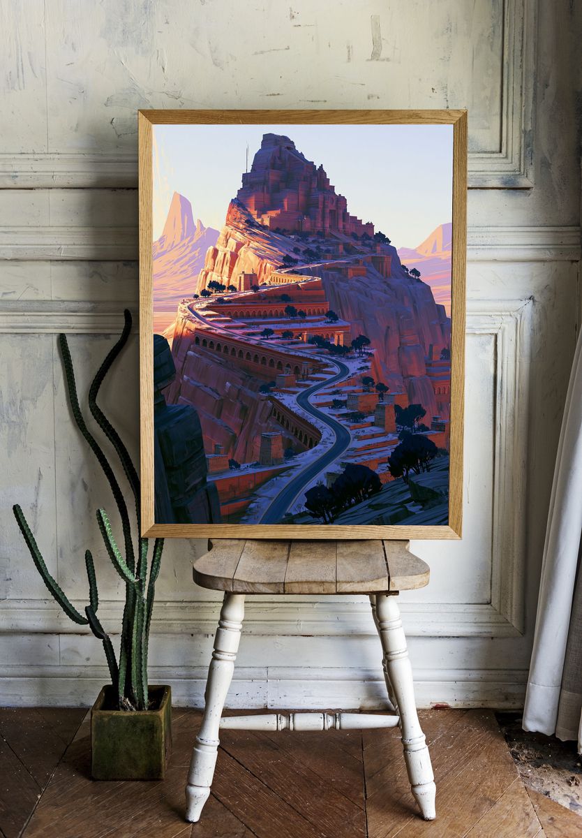 Mountain Citadel Landscape Print. room preview