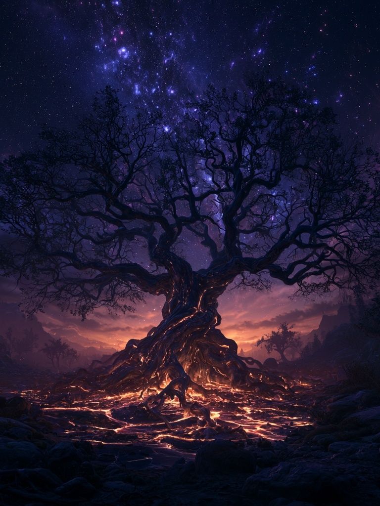 Cosmic Tree of Light Poster. poster — illustration art