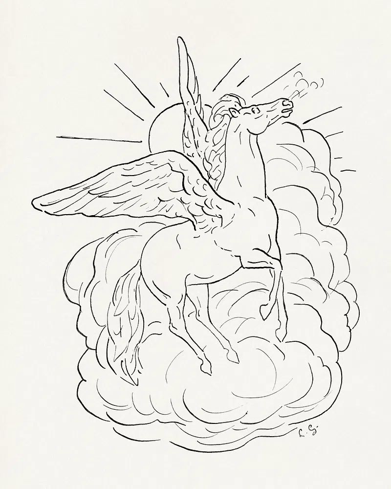 Pegasus Line Art Poster. poster — illustration art