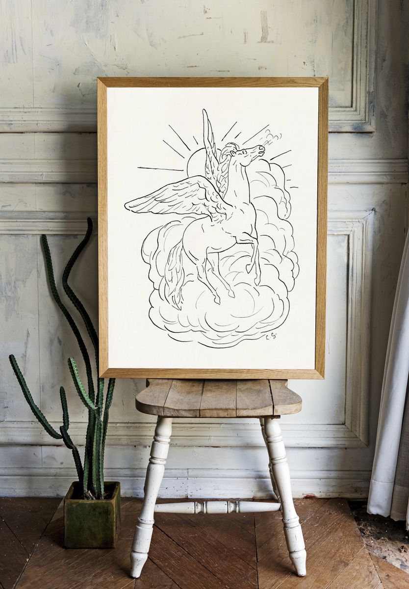 Pegasus Line Art Poster room preview