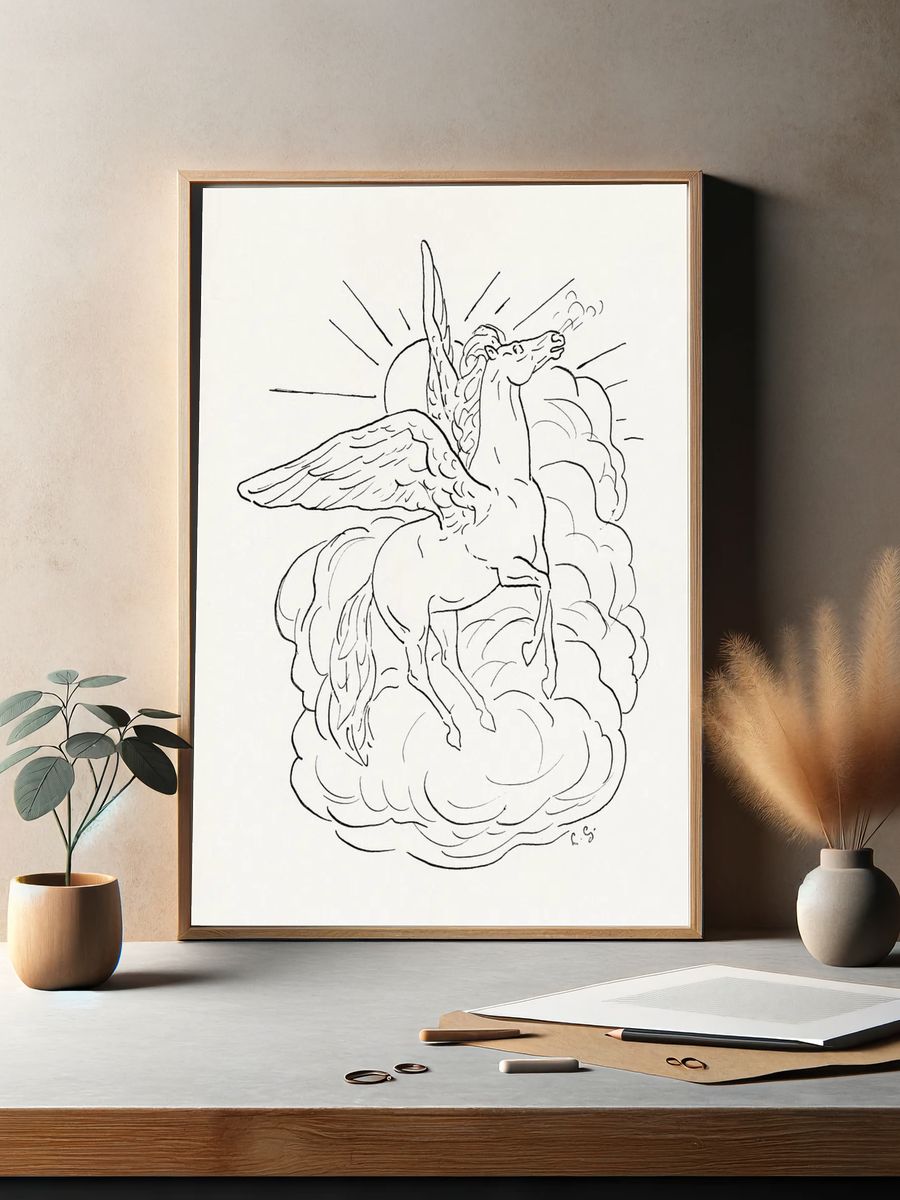 Pegasus Line Art Poster. — room view 2