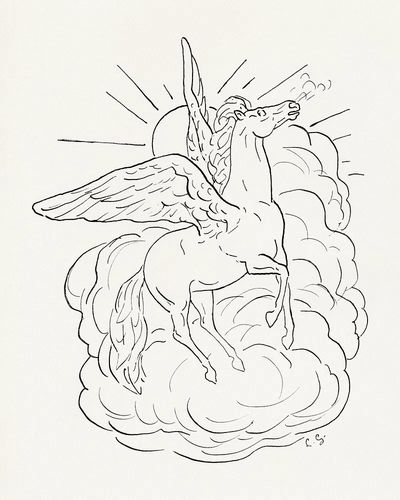 Pegasus Line Art Poster. poster