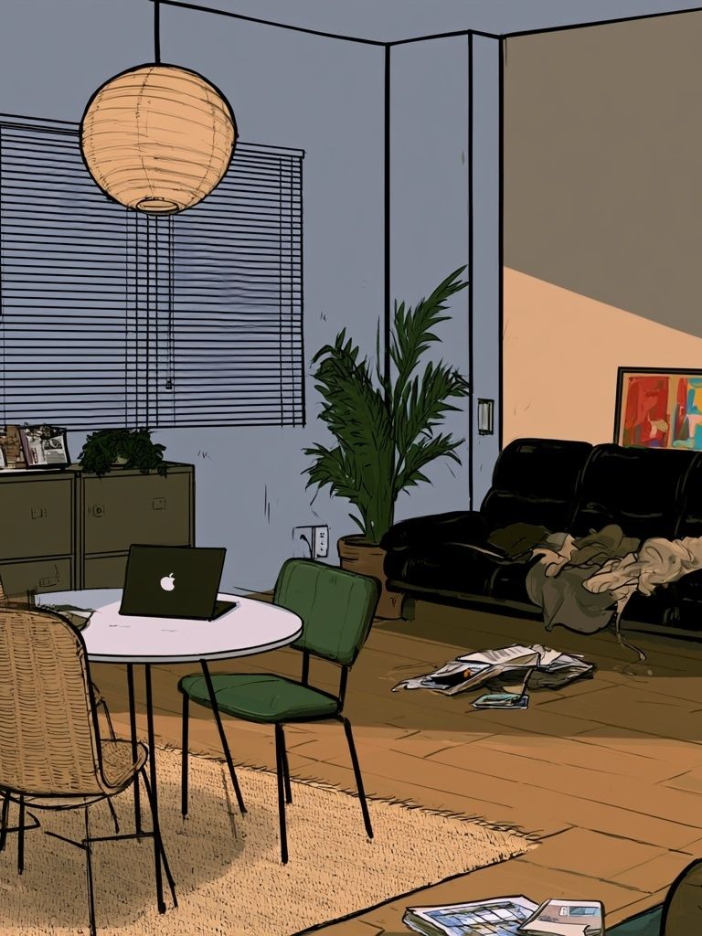 Cozy Living Room Interior Illustration Poster. poster detail