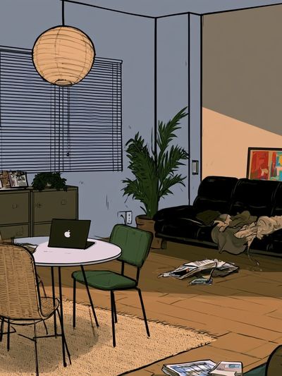 Cozy Living Room Interior Illustration Poster. poster