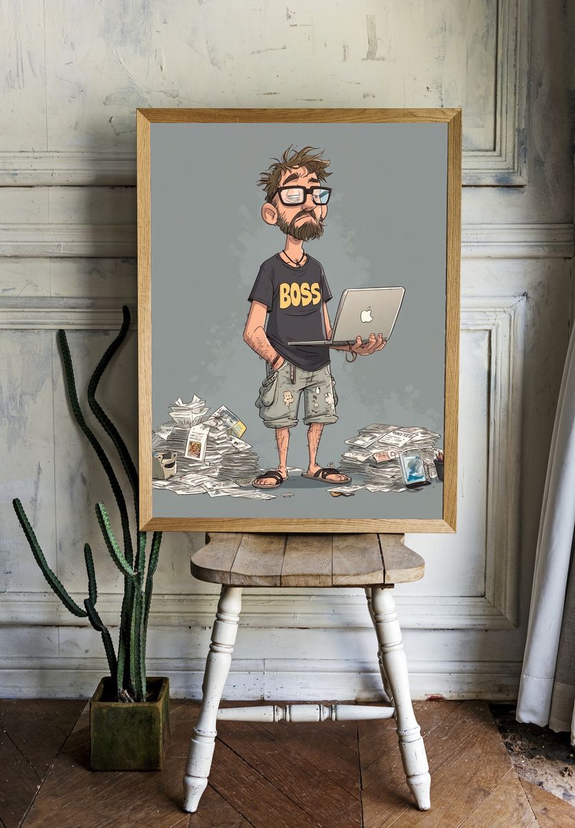 Boss Cartoon Illustration Poster. room preview