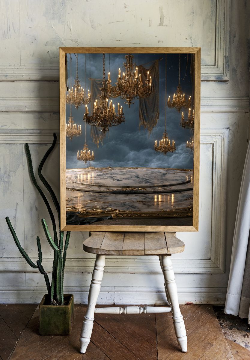 Gothic Chandelier Hallway Poster. room preview