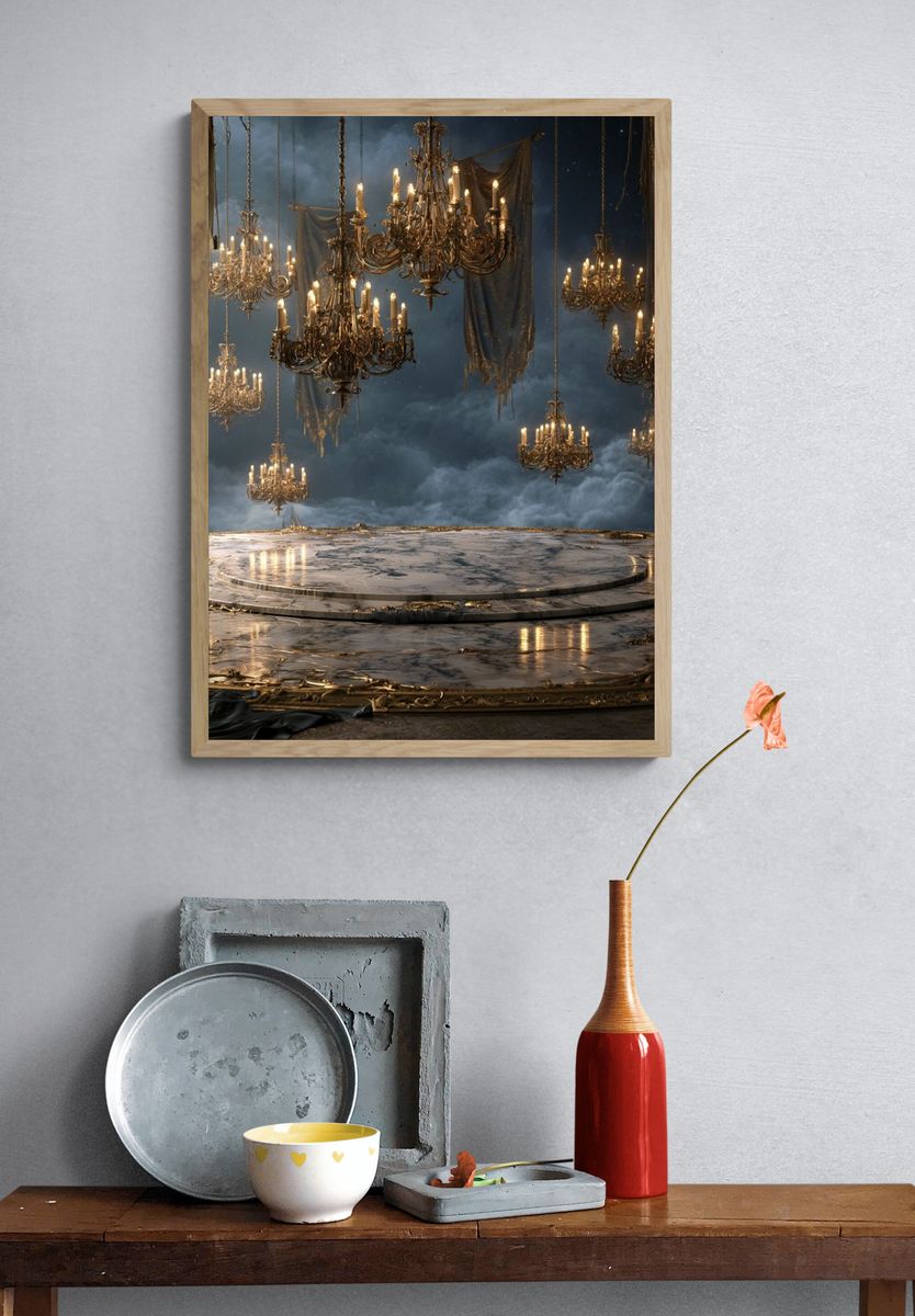 Gothic Chandelier Hallway Poster. — room view 3