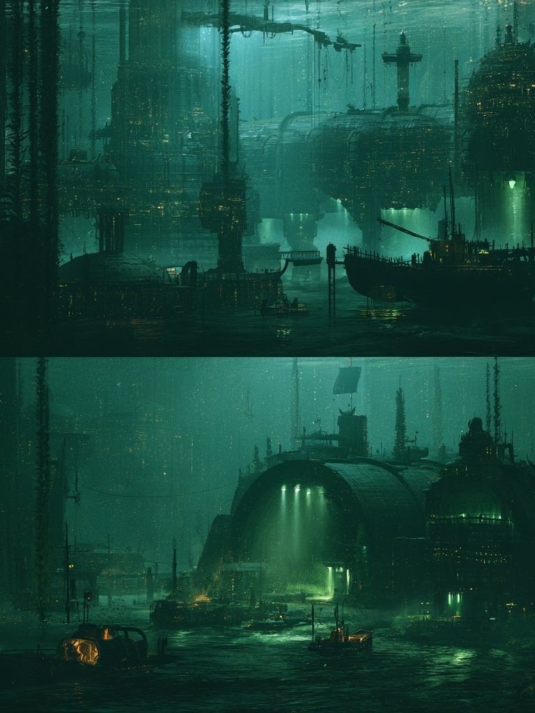 Submerged Neon Cityscape Print. poster detail