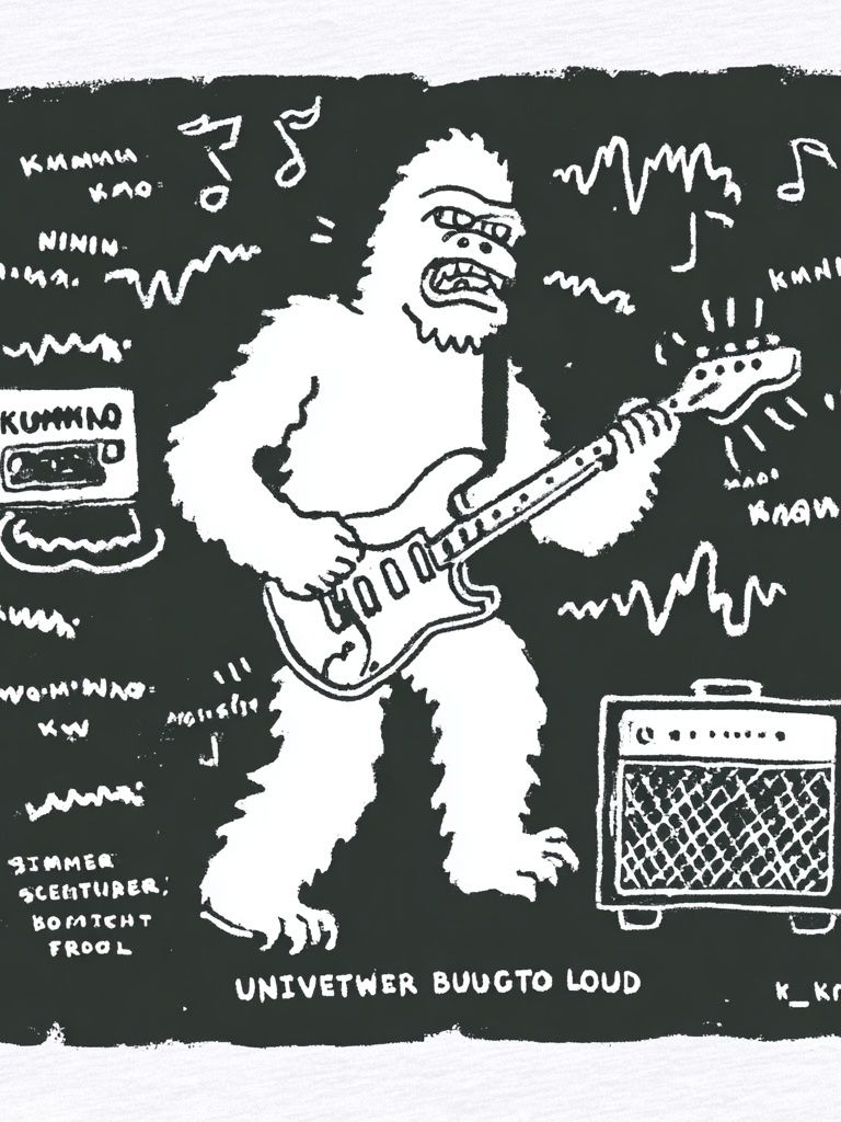 Guitar Bigfoot Punk Illustration Poster. poster — illustration art
