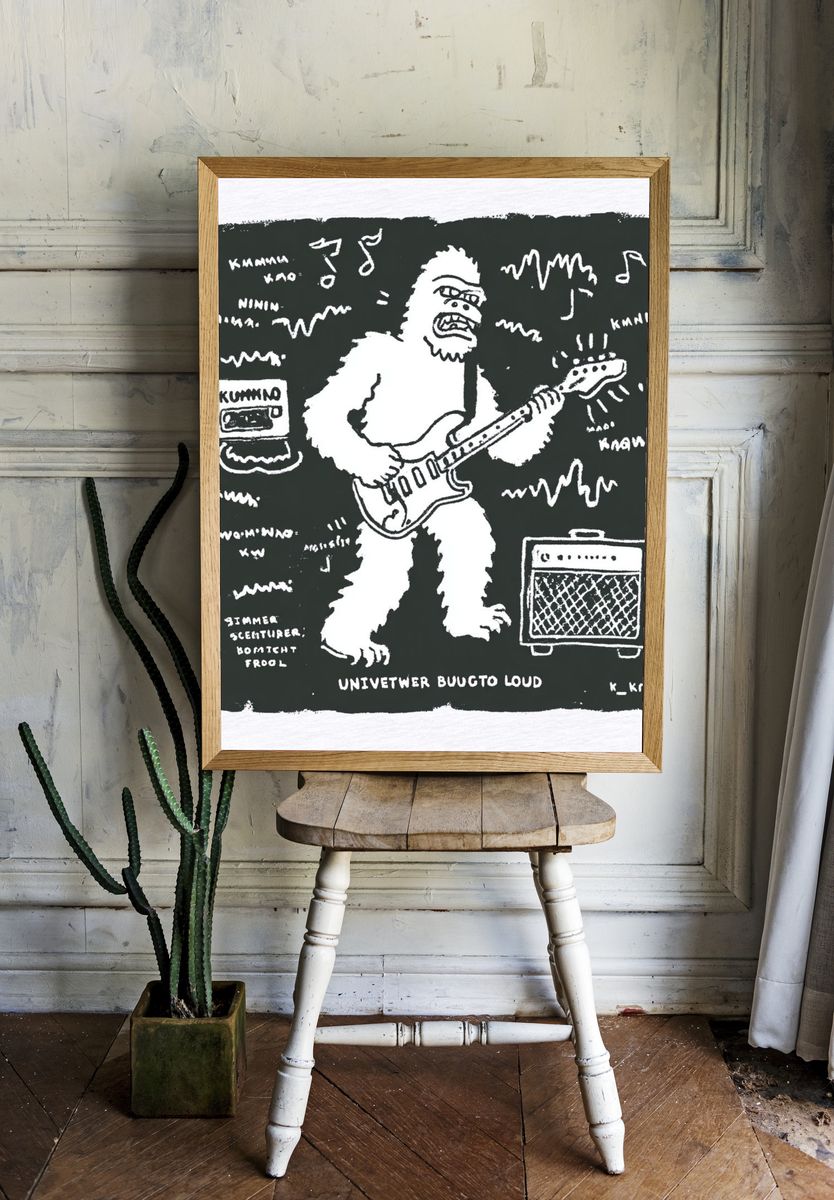 Guitar Bigfoot Punk Illustration Poster room preview
