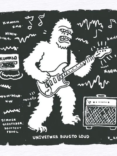 Guitar Bigfoot Punk Illustration Poster. poster print