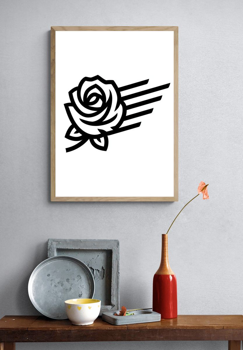 Black Rose Minimalist Print. — room view 3
