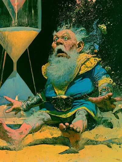Surreal Wizard Hourglass Print.