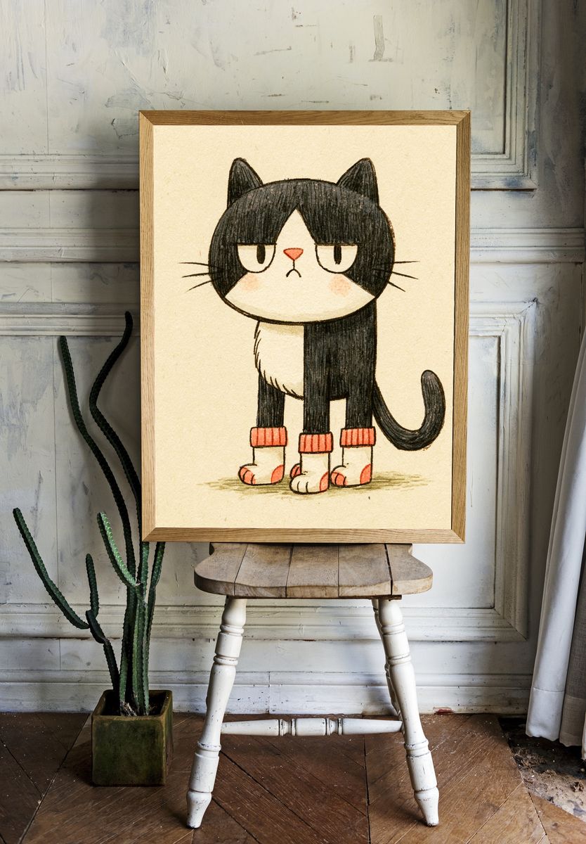 Grumpy Cat Illustration Poster. room preview