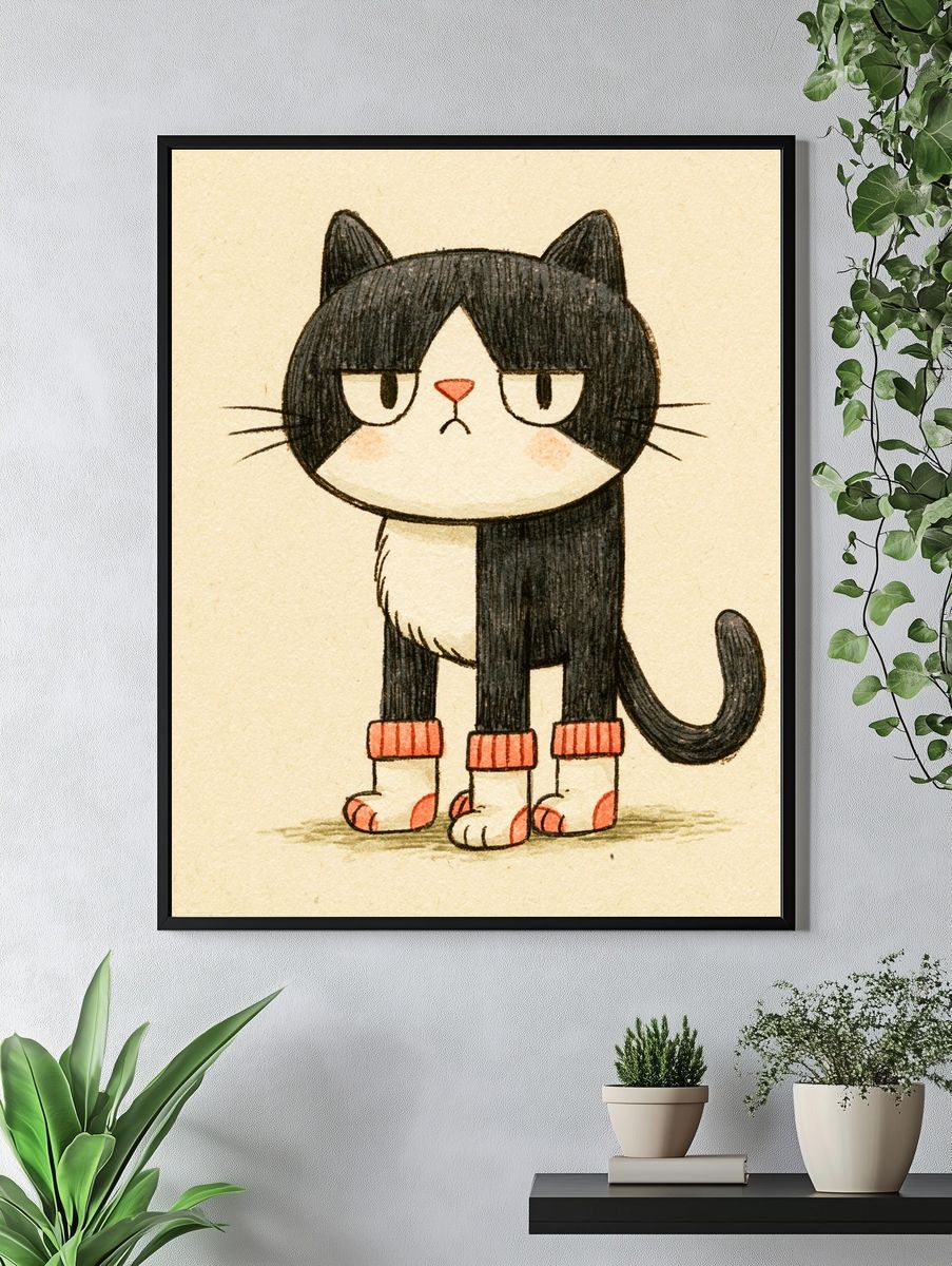 Grumpy Cat Illustration Poster. — room view 4