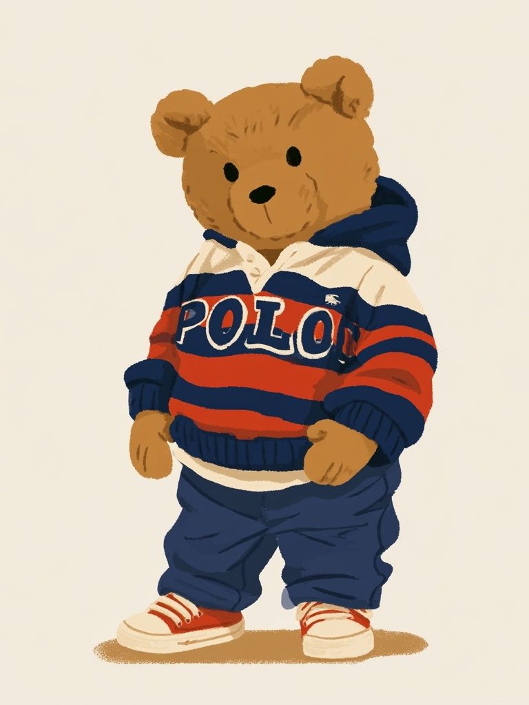 Teddy Bear Streetwear Illustration Poster. poster detail