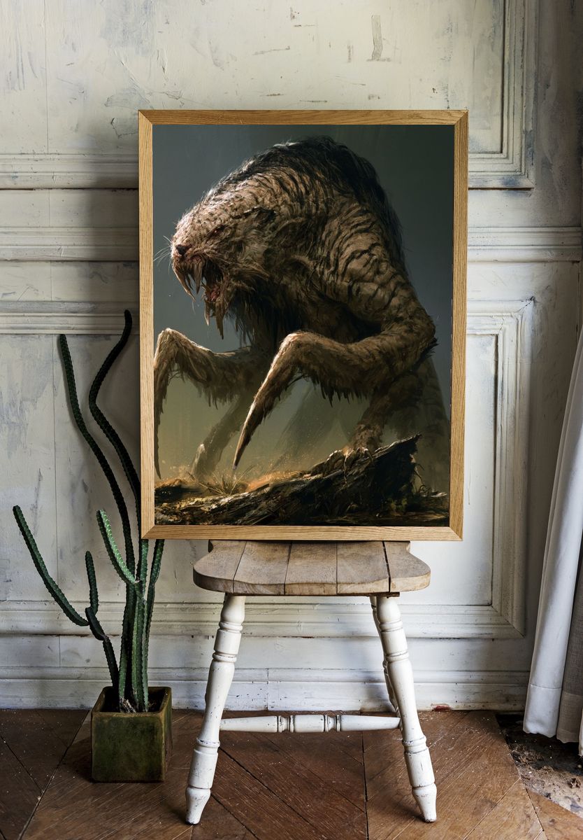 Monster Creature Digital Art Poster. — room view 1