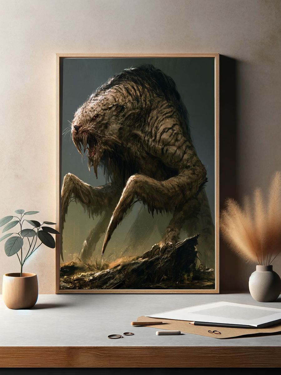 Monster Creature Digital Art Poster. — room view 2