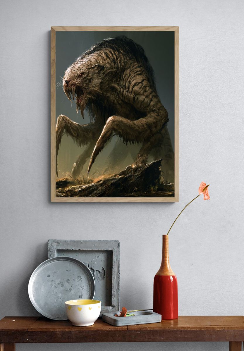 Monster Creature Digital Art Poster. — room view 3