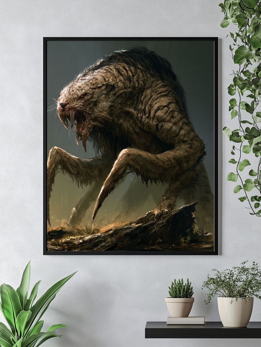 Monster Creature Digital Art Poster. — room view 4
