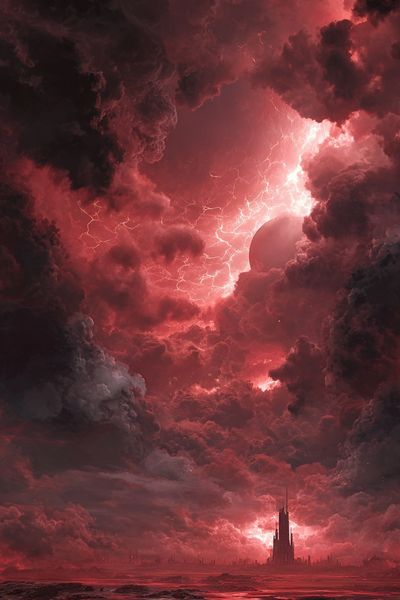 Crimson Storm Cityscape Poster. poster