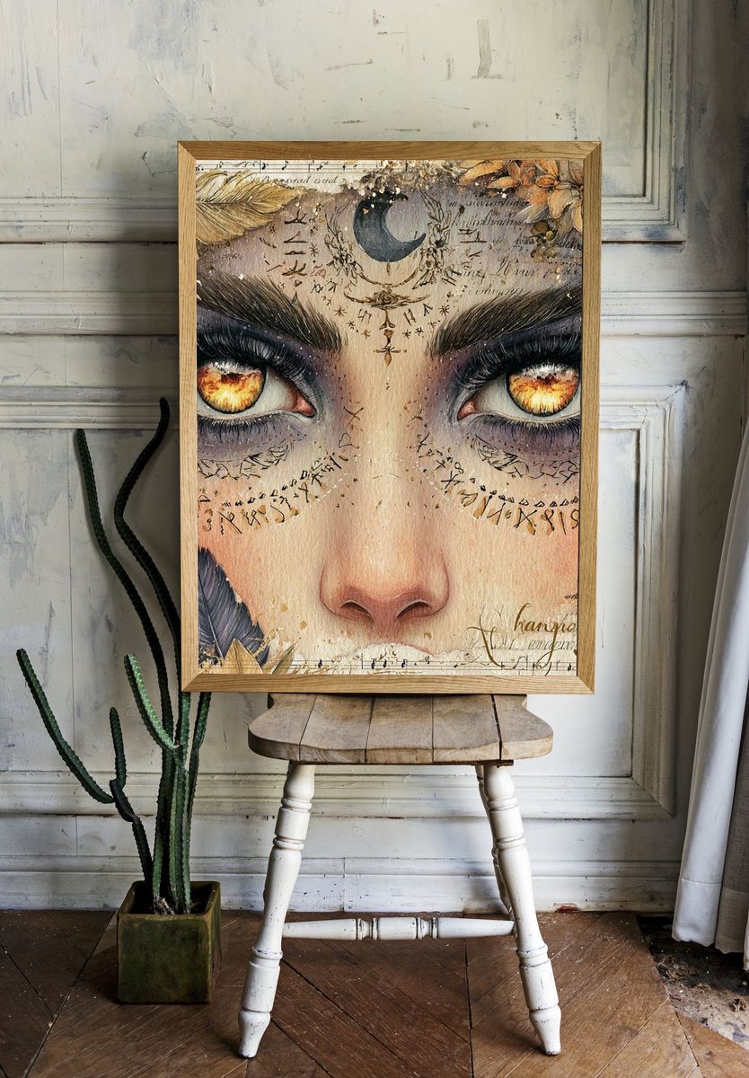 Mystic Moon Eyes Illustration Poster. room preview