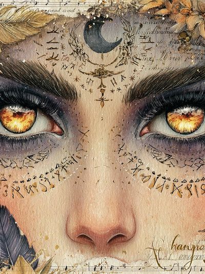 Mystic Moon Eyes Illustration Poster. poster