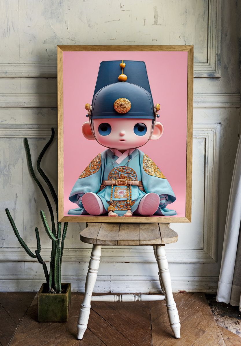 Cute Korean Doll Illustration Poster. — room view 1