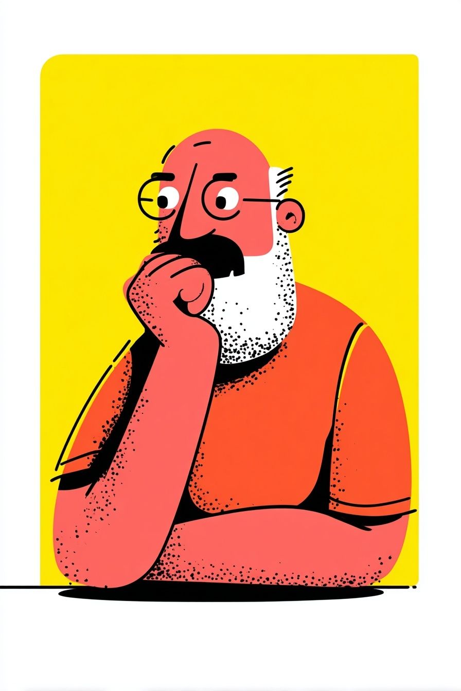 Thoughtful Man Illustration Poster. poster detail