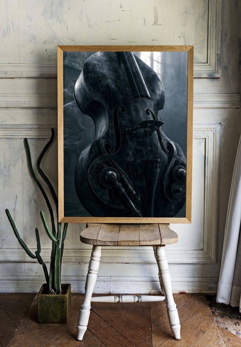 Steampunk Cello Illustration Poster. room preview
