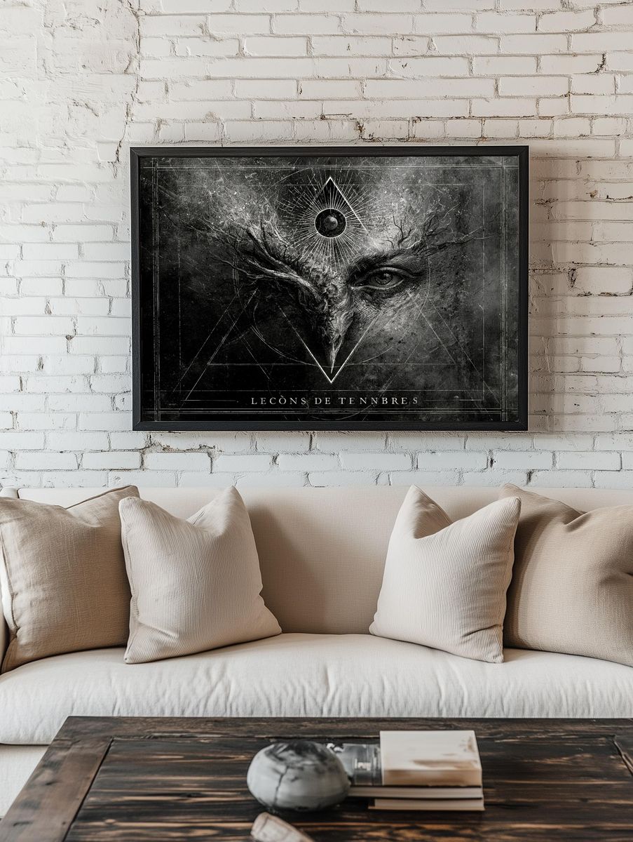 Dark Owl Occult Illustration Poster. room preview