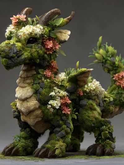 Floral Moss Dragon — Illustration Print. poster
