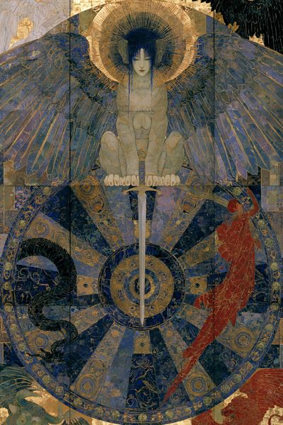 Celestial Angel Wheel Illustration Poster. poster print