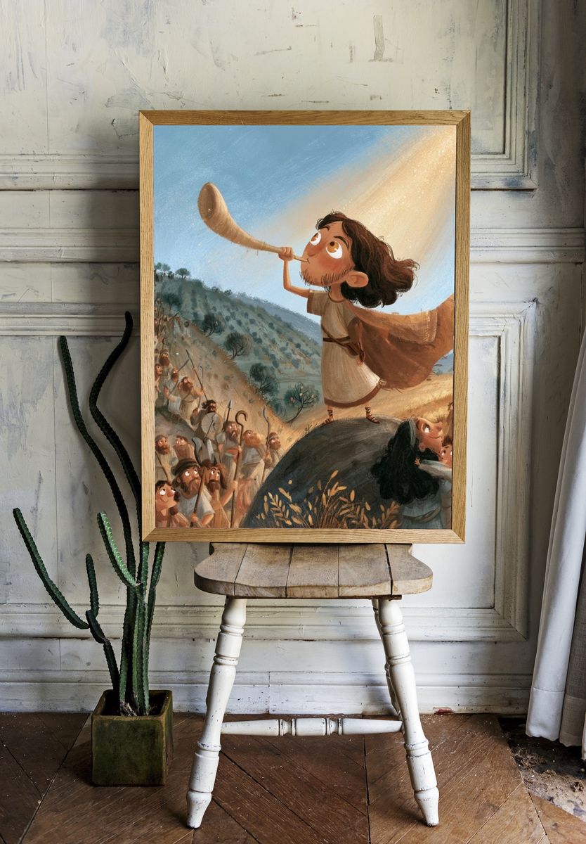 David and Goliath Illustration Poster. room preview